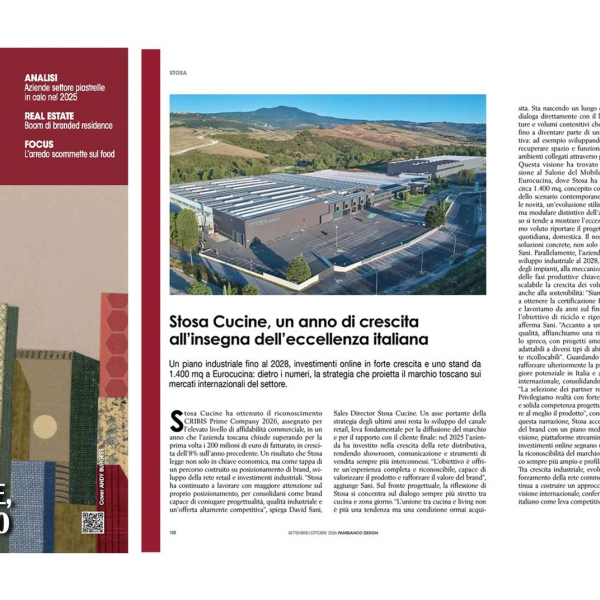 STOSA Cucine 榮登《Pambianco Magazine Design》：以義式卓越工藝開啟全新成長篇章